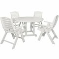 Polywood Nautical 5-Piece White Dining Set with 4 Folding Chairs 633PWS2601WH